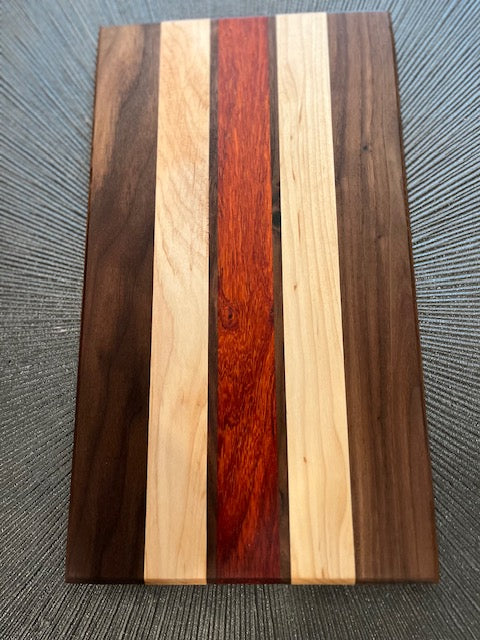 Cherry Maple Walnut Cutting Board with Padauk Accent - 16" Edge Grain