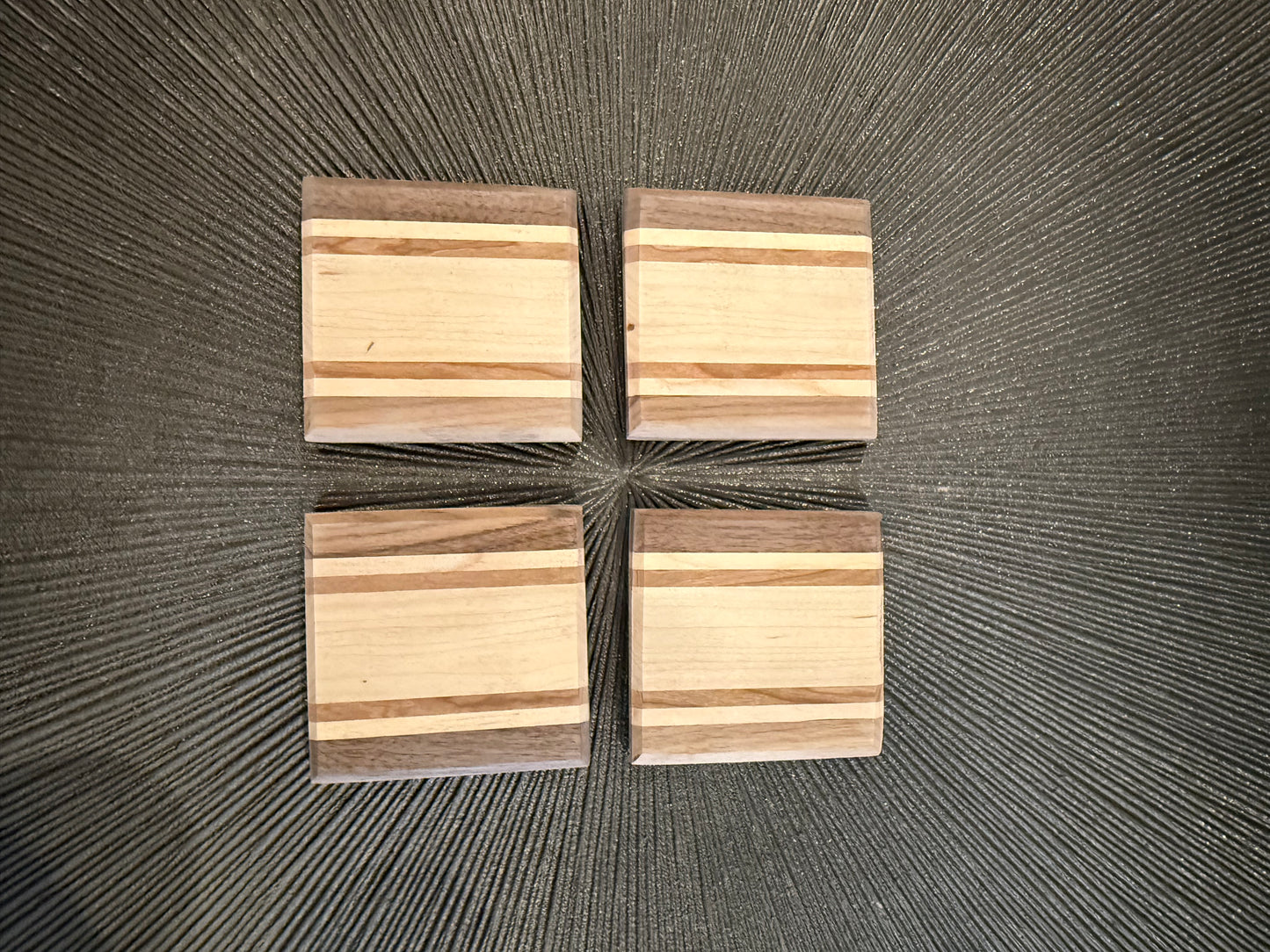 Hardwood Coaster Set - set of 4 (4" x 4") - Protective Polycrylic Finish