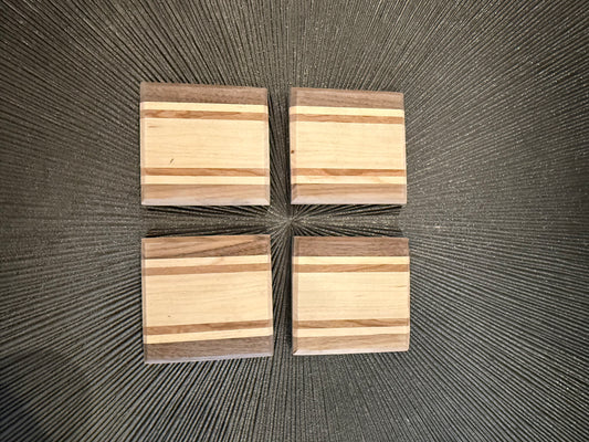 Hardwood Coaster Set - set of 4 (4" x 4") - Protective Polycrylic Finish