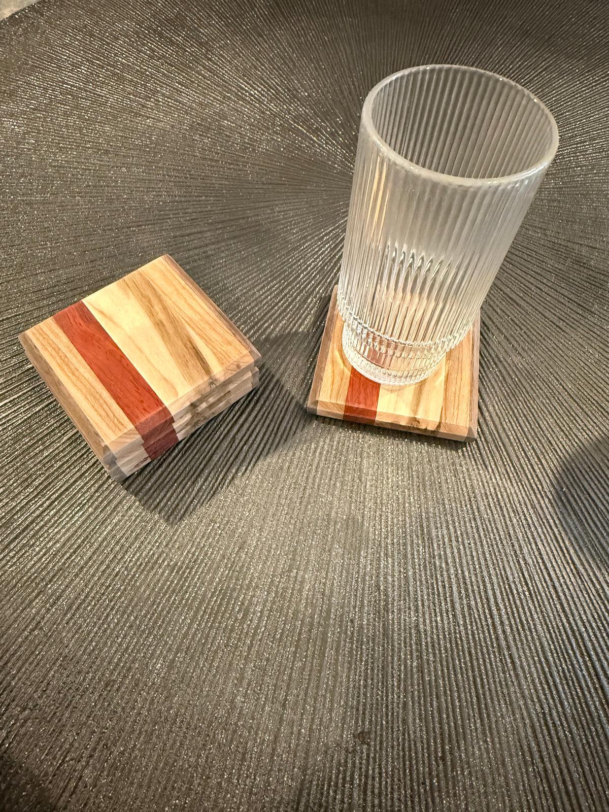Hardwood Coasters with Padauk Accent - set of 4 (4" x 4") - Protective Polycrylic Finish