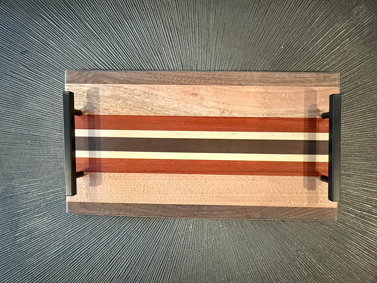 Cherry Maple Walnut Padauk Serving Tray - 18" Edge Grained