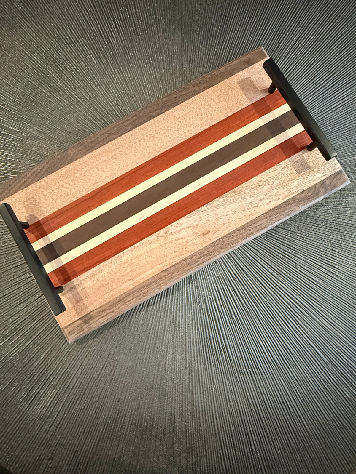 Cherry Maple Walnut Padauk Serving Tray - 18" Edge Grained